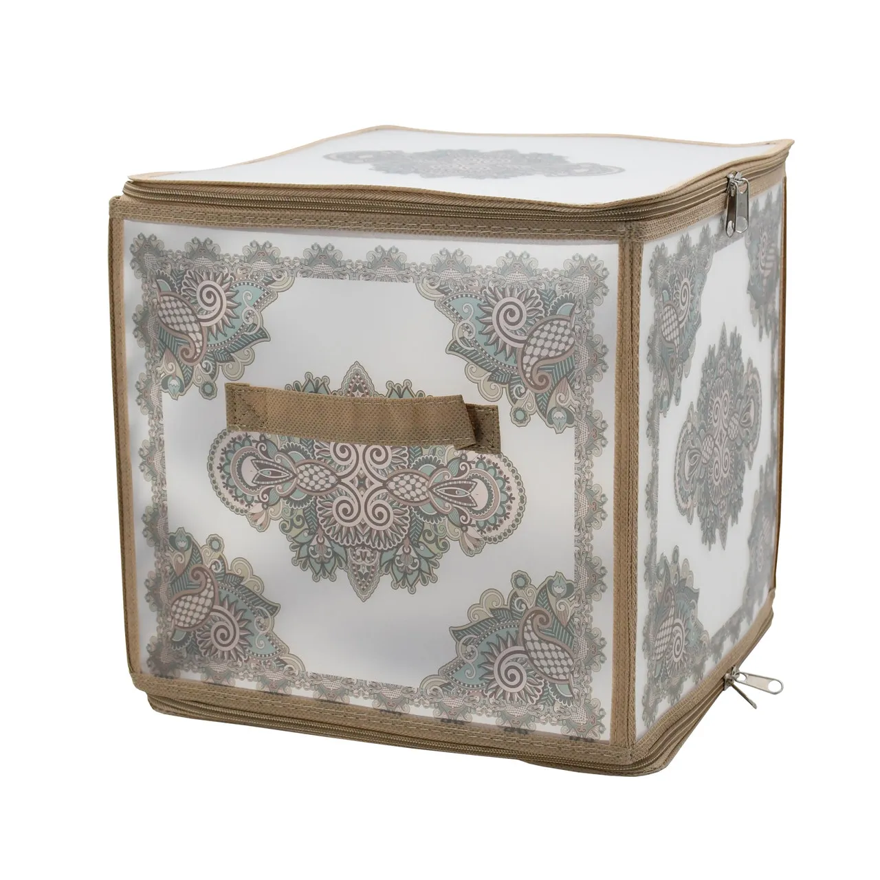 Короб-органайзер складаний Homax Мережева бежевий на блискавці 30x30x30 см (ESH04SL)